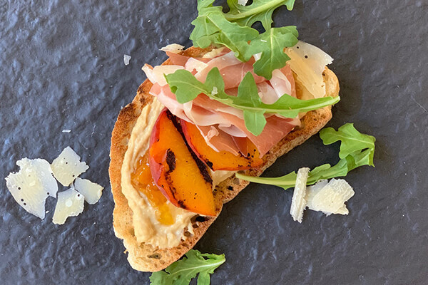 Grilled Peach Hummus Toast